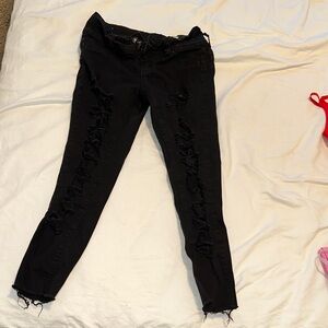 Stylish Black Havana Distressed Women Jeans